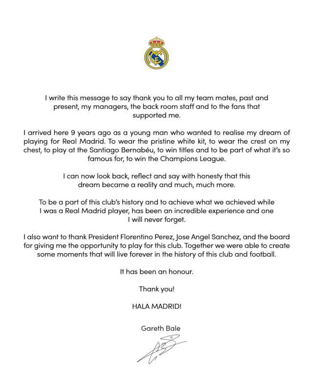 开云官方网站-贝尔发文告别皇马：我们一起创造了历史，谢谢！